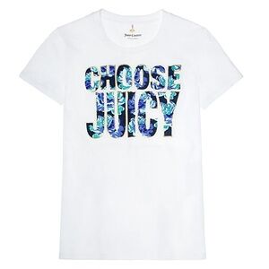 Juicy Couture Floral Glitter Logo T Shirt NWOT XL